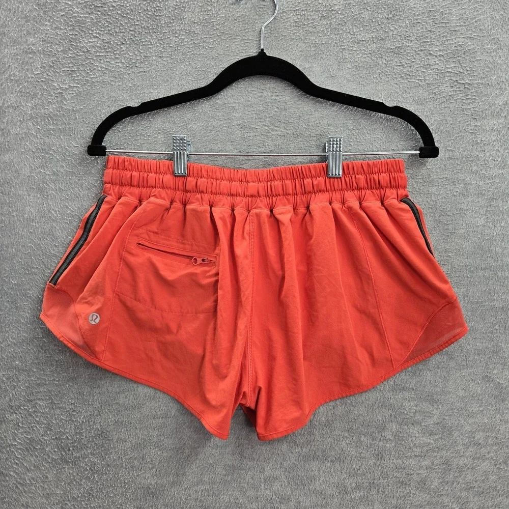 Lululemon Women Activewear Shorts 10 Orange Running Drawstring 2.5